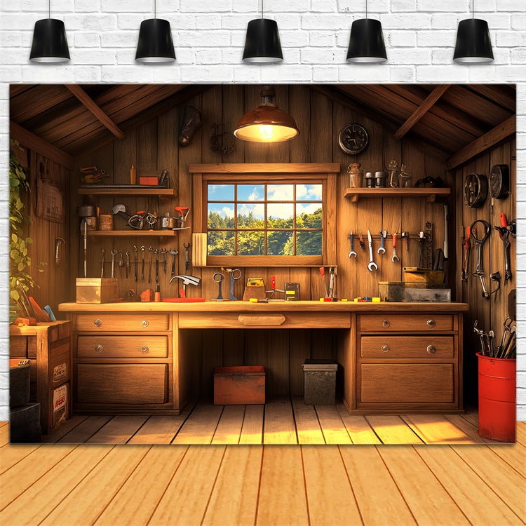 Backdrop Fathers Day Vintage Wood Toolhouse Backdrop UK CSH5-48