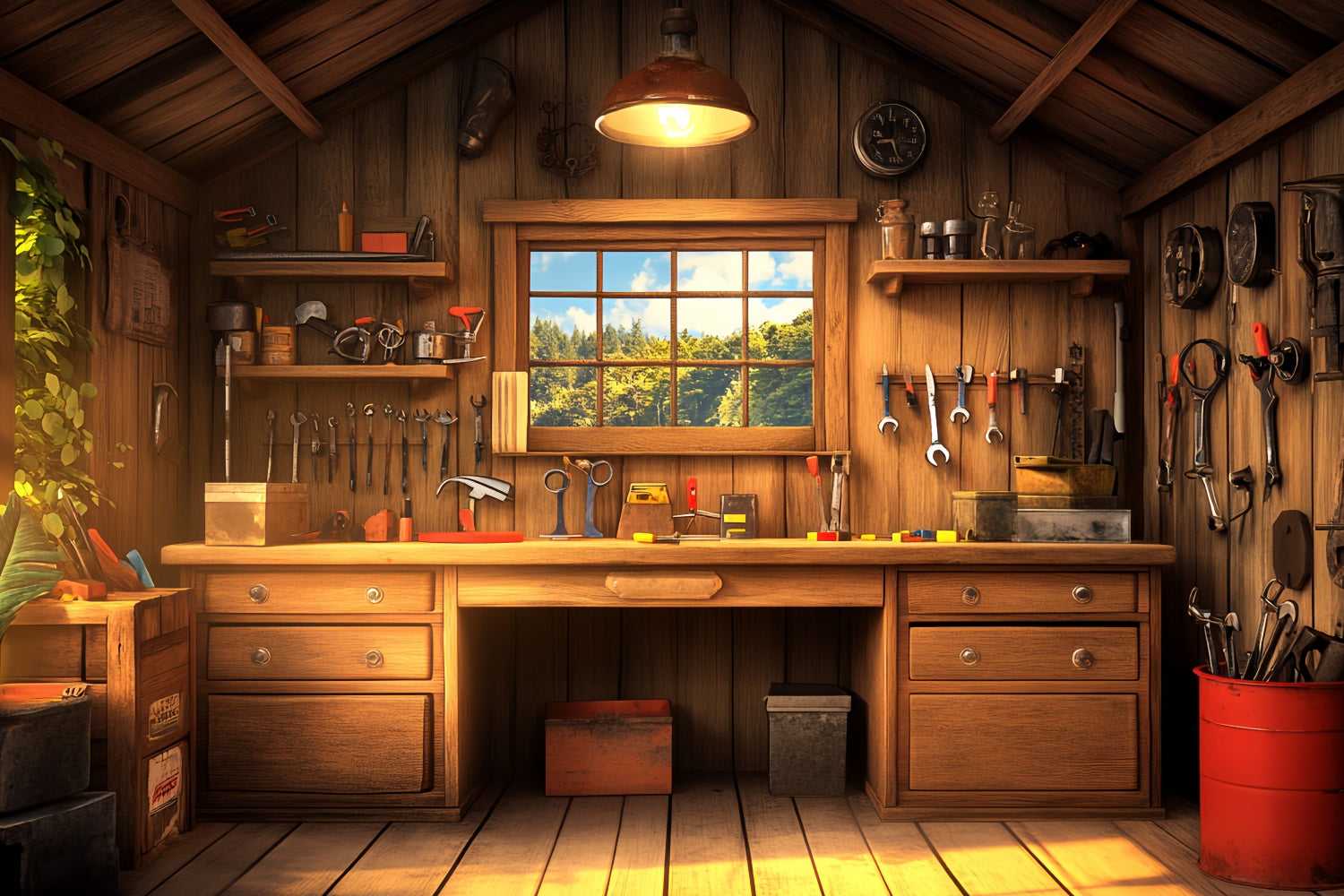 Backdrop Fathers Day Vintage Wood Toolhouse Backdrop UK CSH5-48