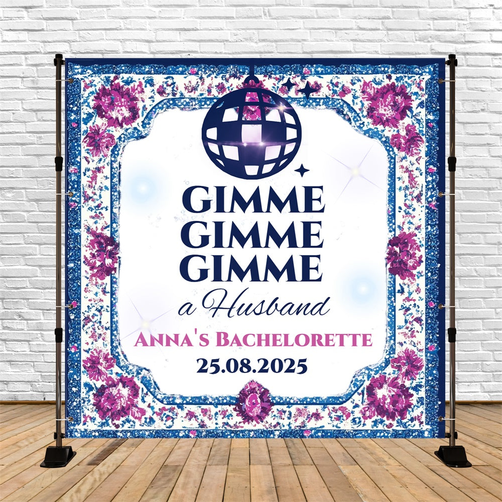 70s Photo Backdrop Violet Flower Frame Disco Backdrop UK CSH5-5