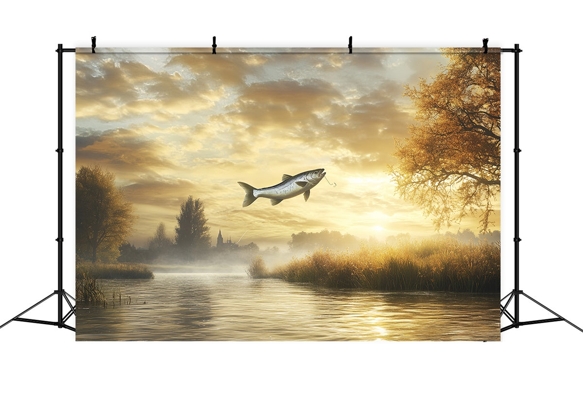 Backdrop Father's Day Tranquil River Fishing Backdrop UK CSH5-54