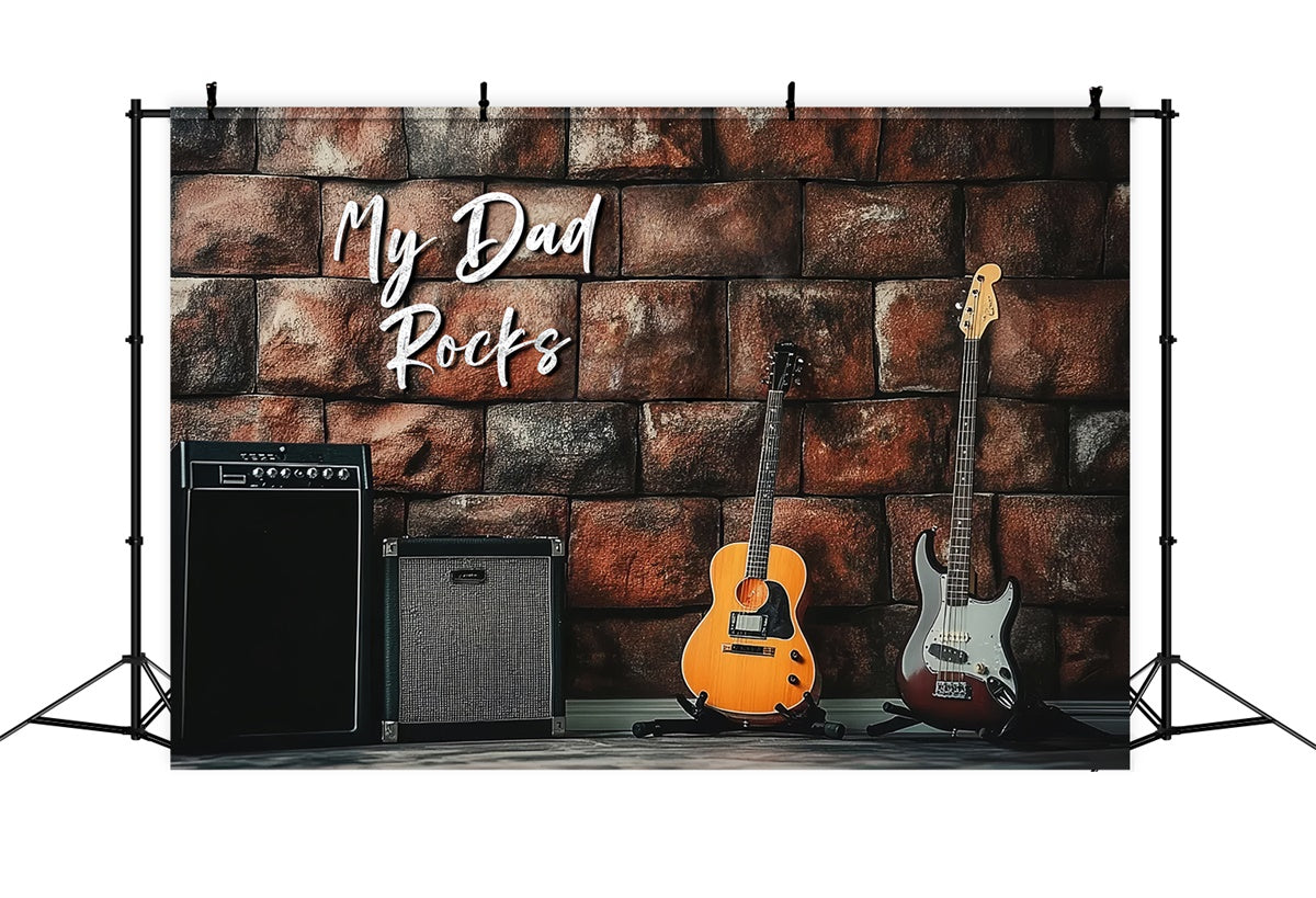 Fathers Day Backdrop Brick Wall Electric Guitar Backdrop UK CSH5-55
