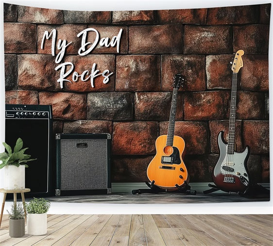 Fathers Day Backdrop Brick Wall Electric Guitar Backdrop UK CSH5-55