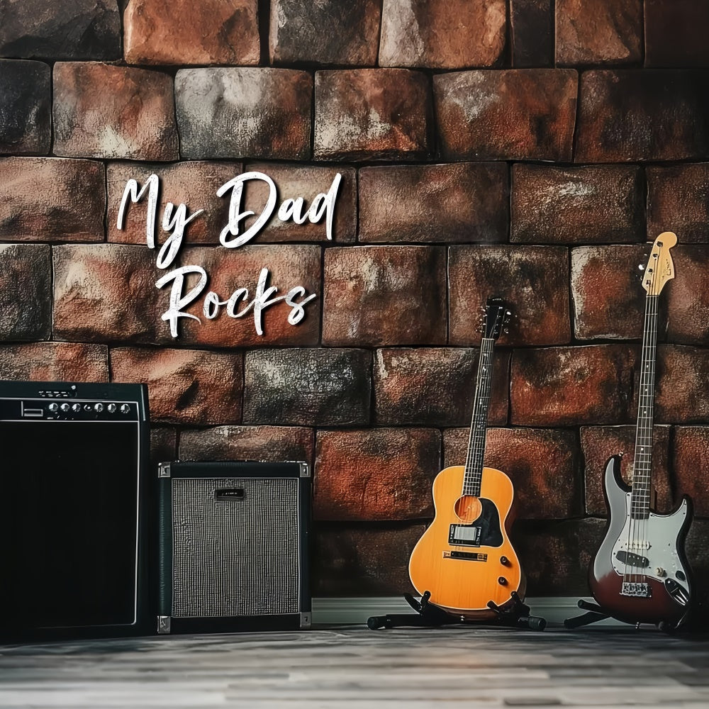 Fathers Day Backdrop Brick Wall Electric Guitar Backdrop UK CSH5-55