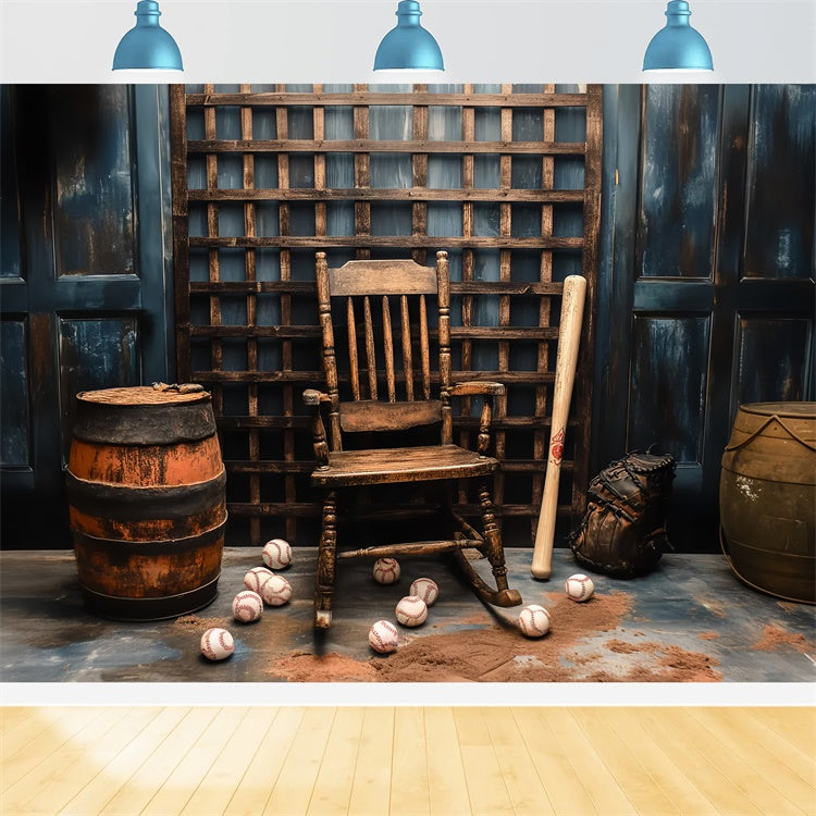 Backdrop Father's Day Wooden Chair Baseball Backdrop UK CSH5-63