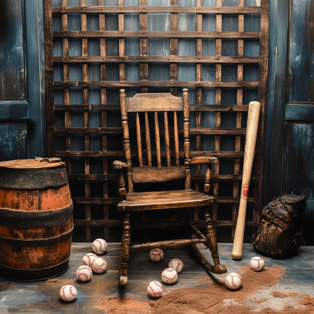 Backdrop Father's Day Wooden Chair Baseball Backdrop UK CSH5-63