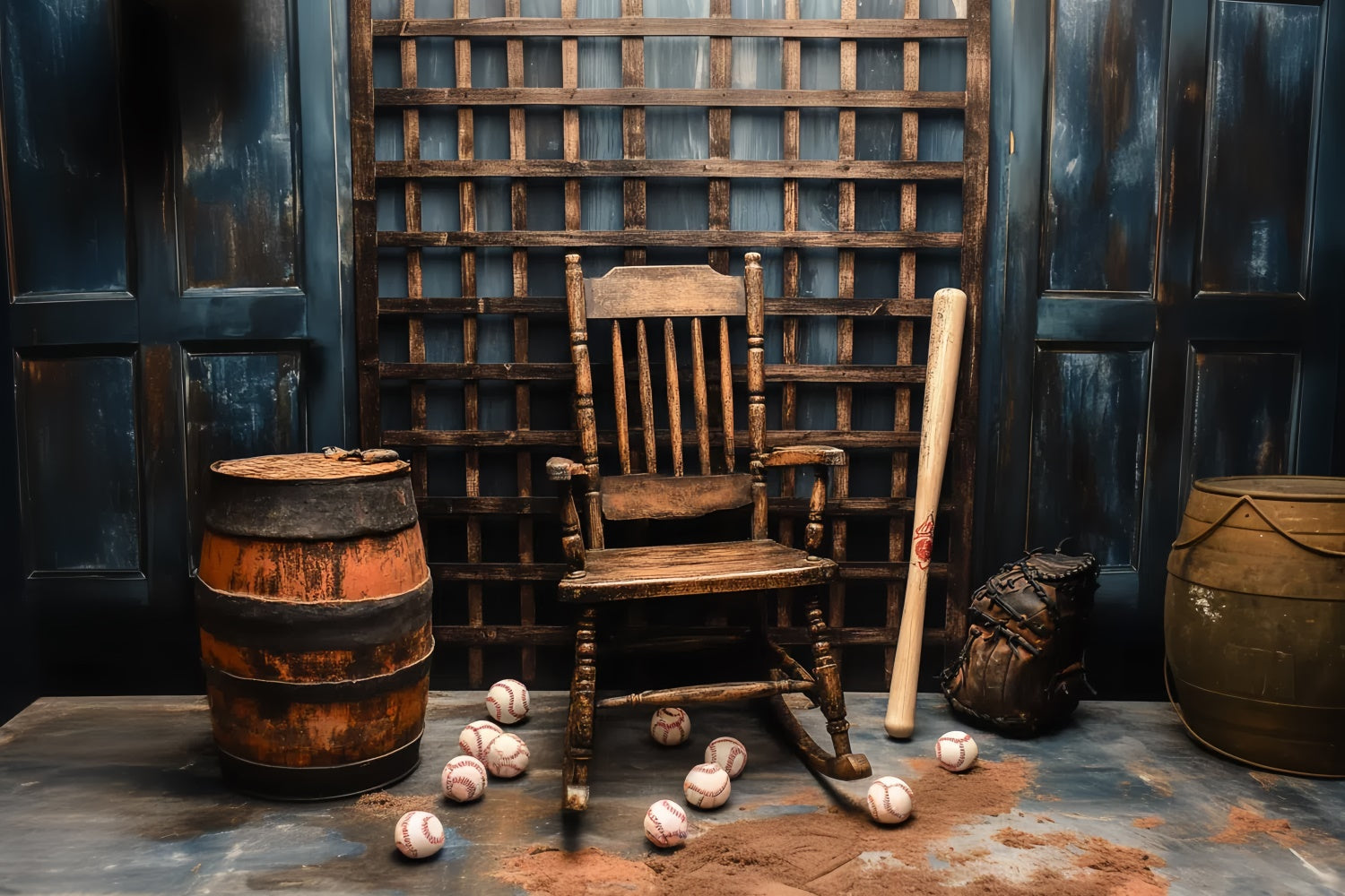 Backdrop Father's Day Wooden Chair Baseball Backdrop UK CSH5-63
