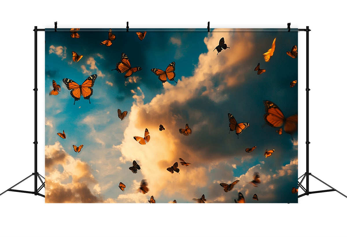 Summer Photo Backdrop Dramatic Clouds Butterfly Backdrop UK CSH5-73