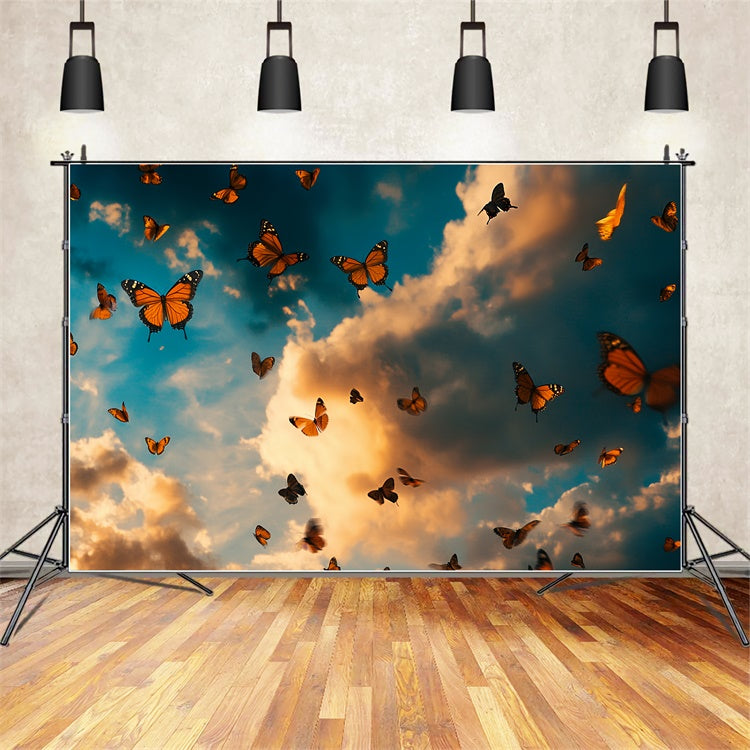 Summer Photo Backdrop Dramatic Clouds Butterfly Backdrop UK CSH5-73