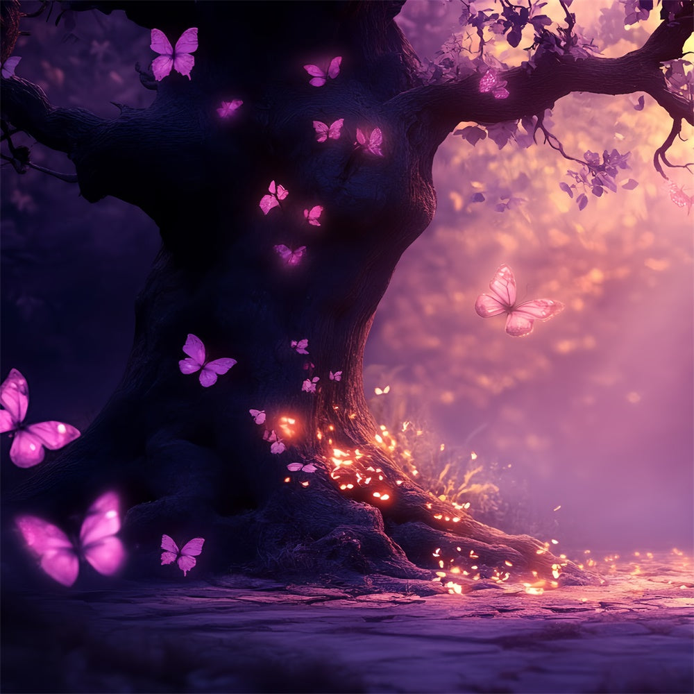 Butterfly Backdrop Glowing Magic Forest Summer Backdrop UK CSH5-75