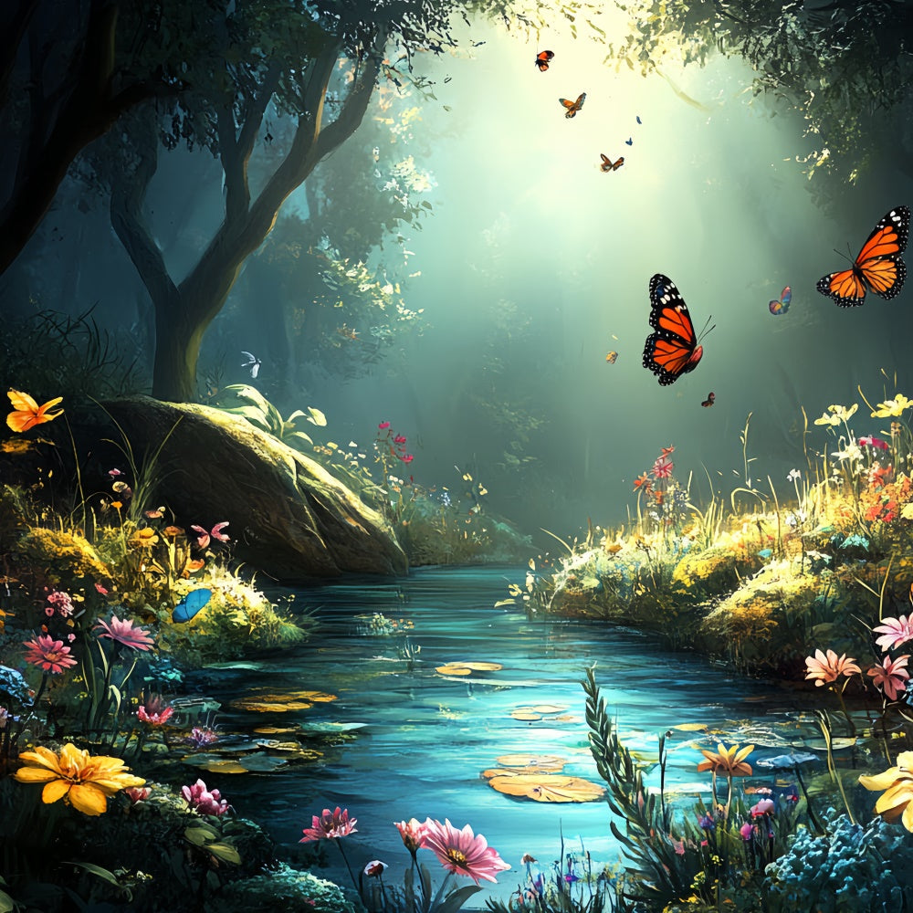 Butterfly Backdrops Enchanted Forest Creek Summer Backdrop UK CSH5-79