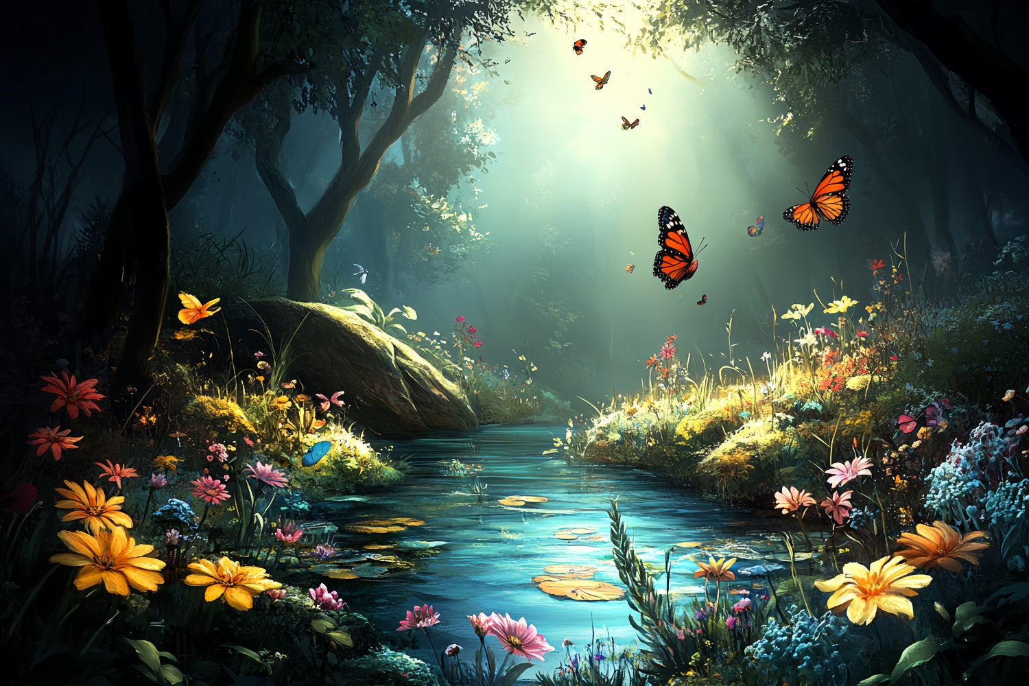 Butterfly Backdrops Enchanted Forest Creek Summer Backdrop UK CSH5-79