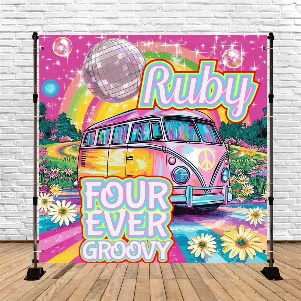 70s Backdrop Vibrant Retro Rainbow Journey Backdrop UK CSH5-8