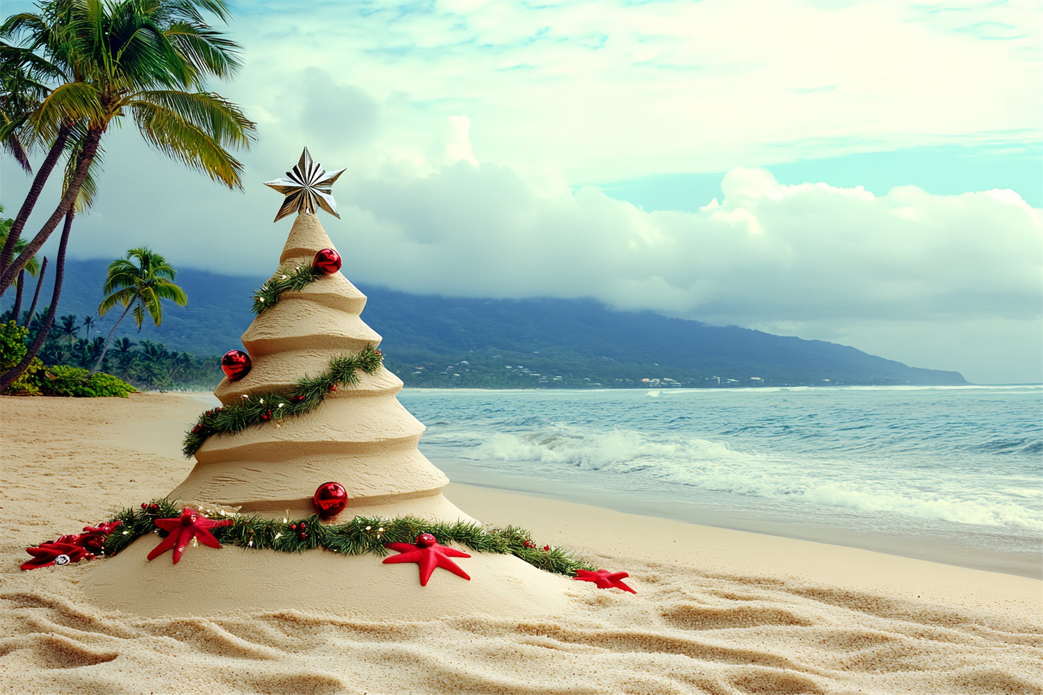 Beach Backdrop Photography Beach Christmas Summer Backdrop UK CSH5-82