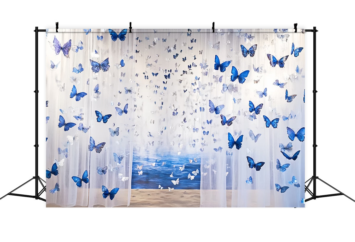 Butterfly Backdrop Flying Blue Butterflies Summer Backdrop UK CSH5-87