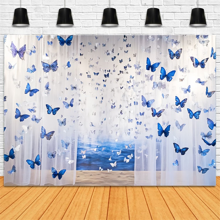 Butterfly Backdrop Flying Blue Butterflies Summer Backdrop UK CSH5-87
