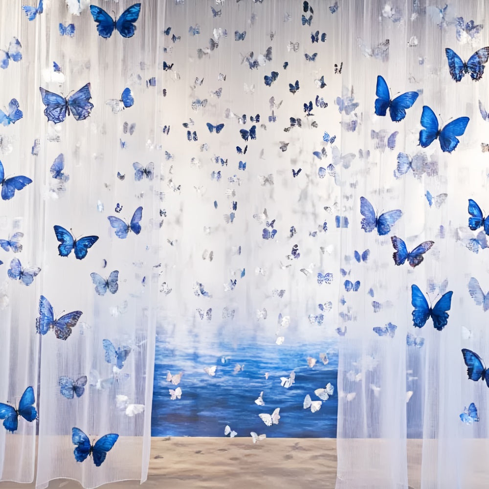 Butterfly Backdrop Flying Blue Butterflies Summer Backdrop UK CSH5-87
