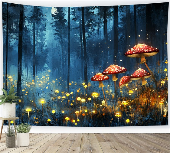 Summer Backdrops Glowing Mushroom Magic Forest Backdrop UK CSH5-88