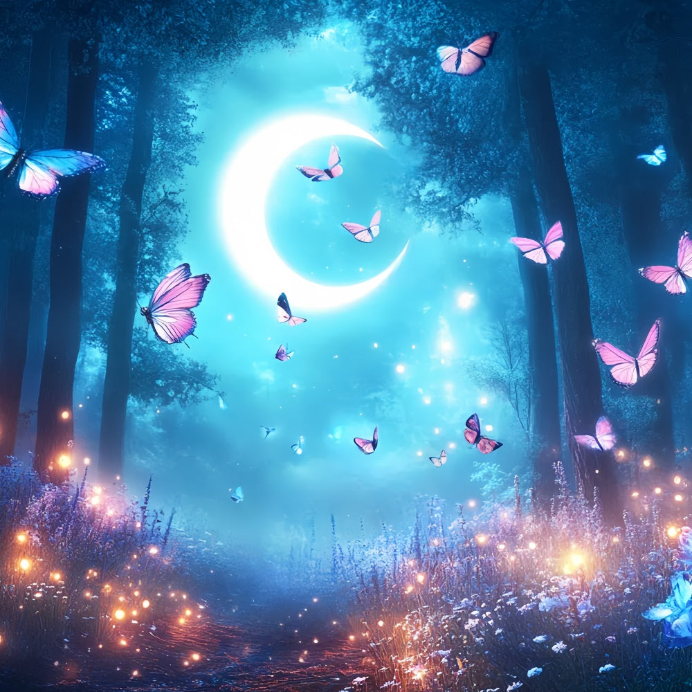 Butterfly Backdrops Crescent Moon Forest Summer Backdrop UK CSH5-89
