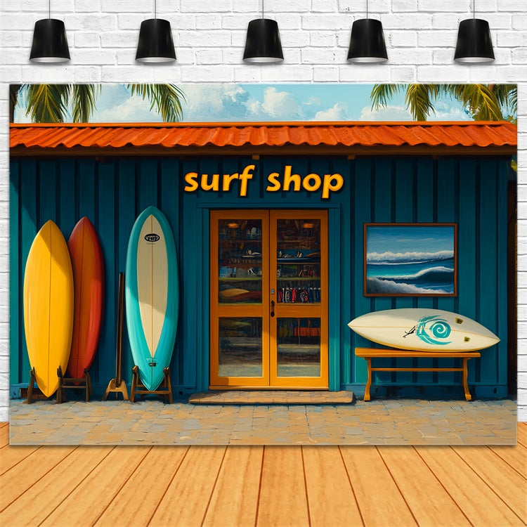 Summer Backdrops Colorful Surfboards Beach Shop Backdrop UK CSH5-91