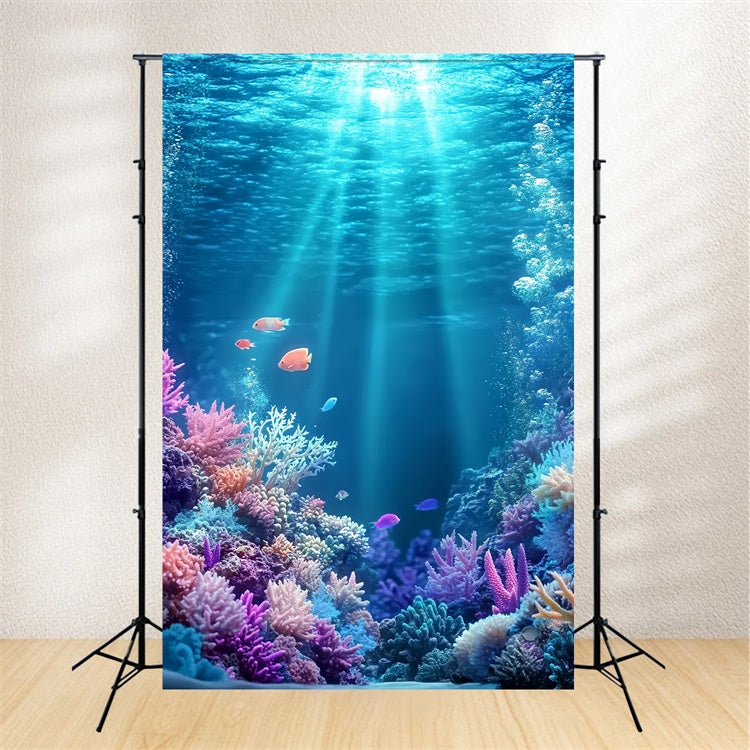 Summer Photo Backdrop Vibrant Coral Reef Ocean Backdrop UK CSH5-97