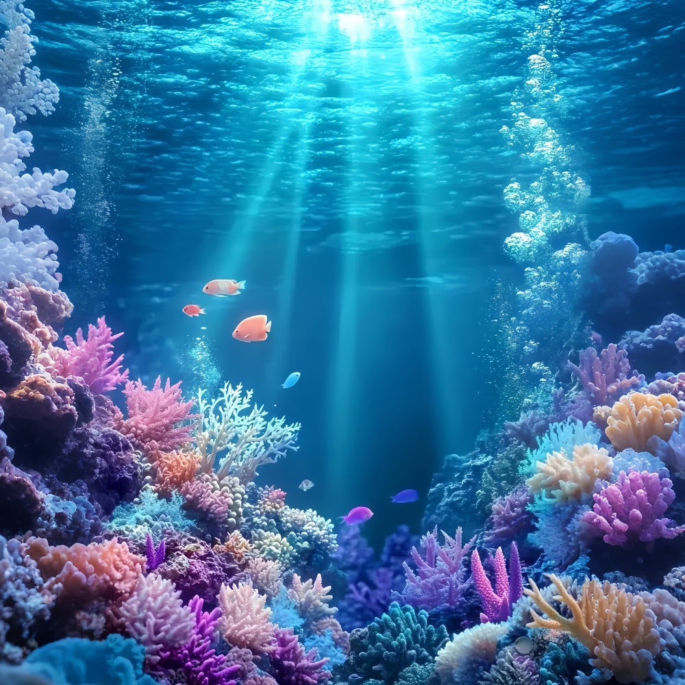Summer Photo Backdrop Vibrant Coral Reef Ocean Backdrop UK CSH5-97