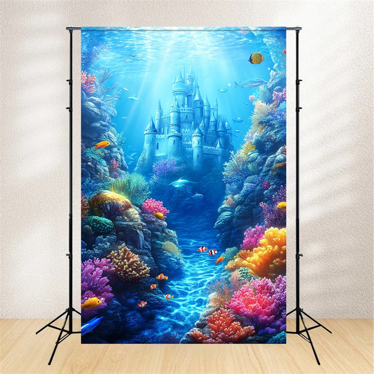 Underwater Backdrop Magical Castle Fantasy Summer Backdrop UK CSH5-98