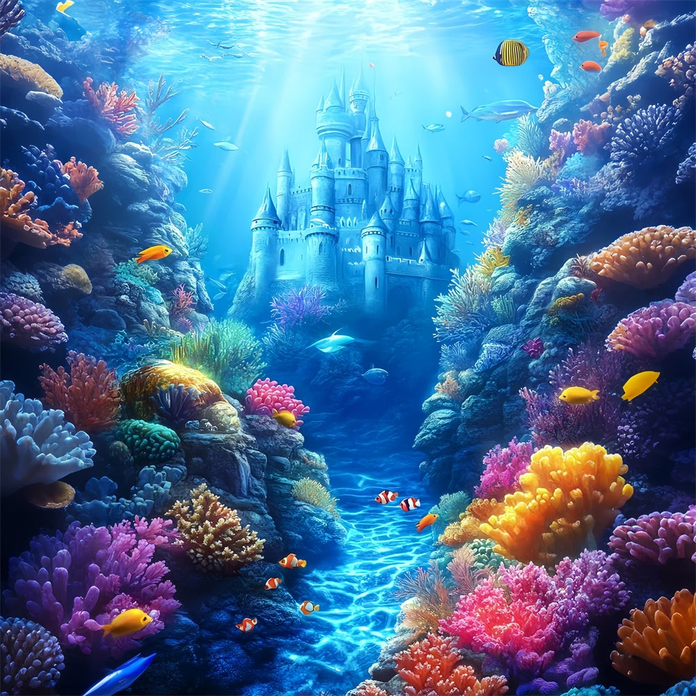 Underwater Backdrop Magical Castle Fantasy Summer Backdrop UK CSH5-98
