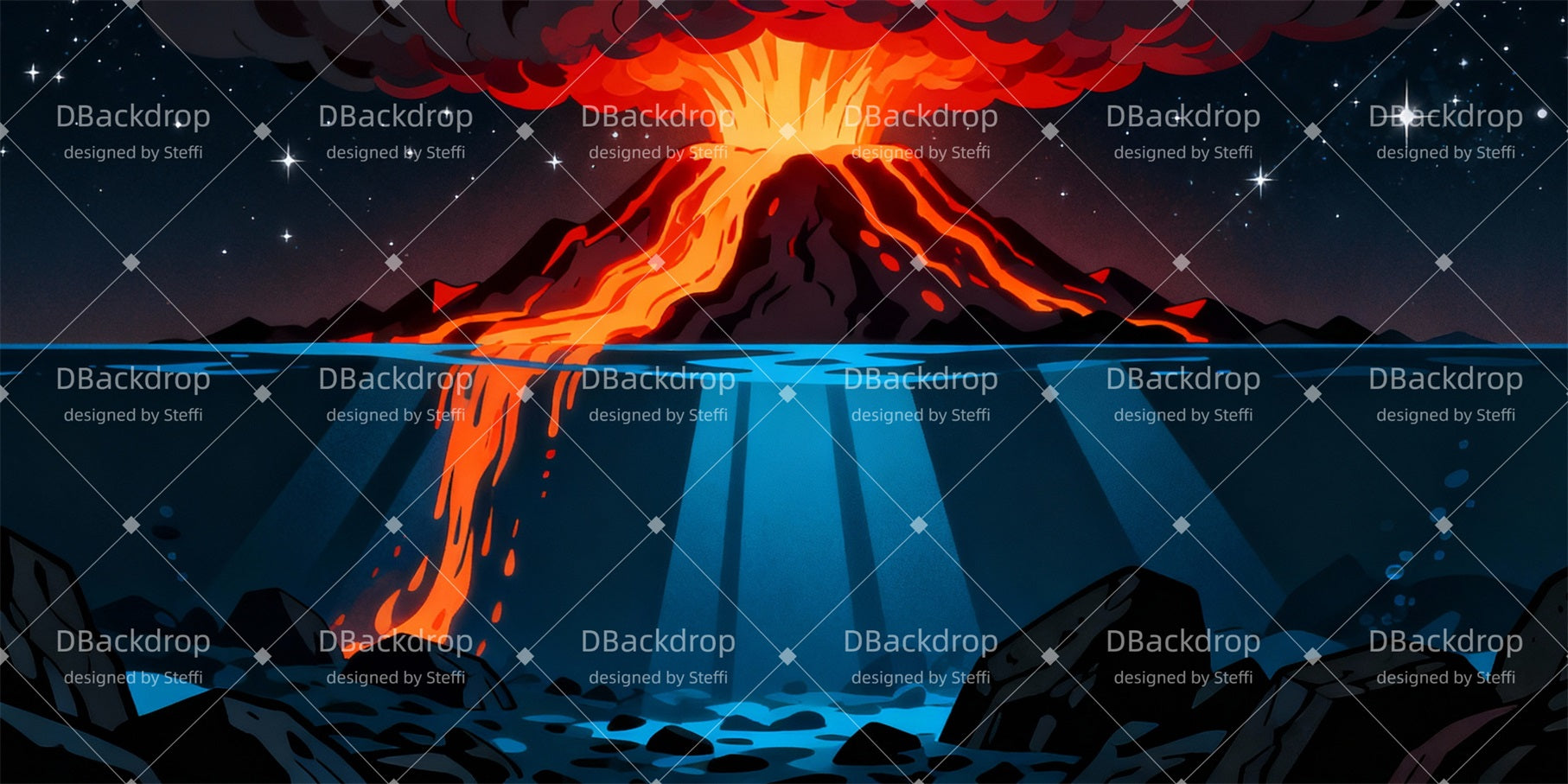 Performance Backdrops Volcanic Eruption Theater Stage Backdrop UK CSH510-T113