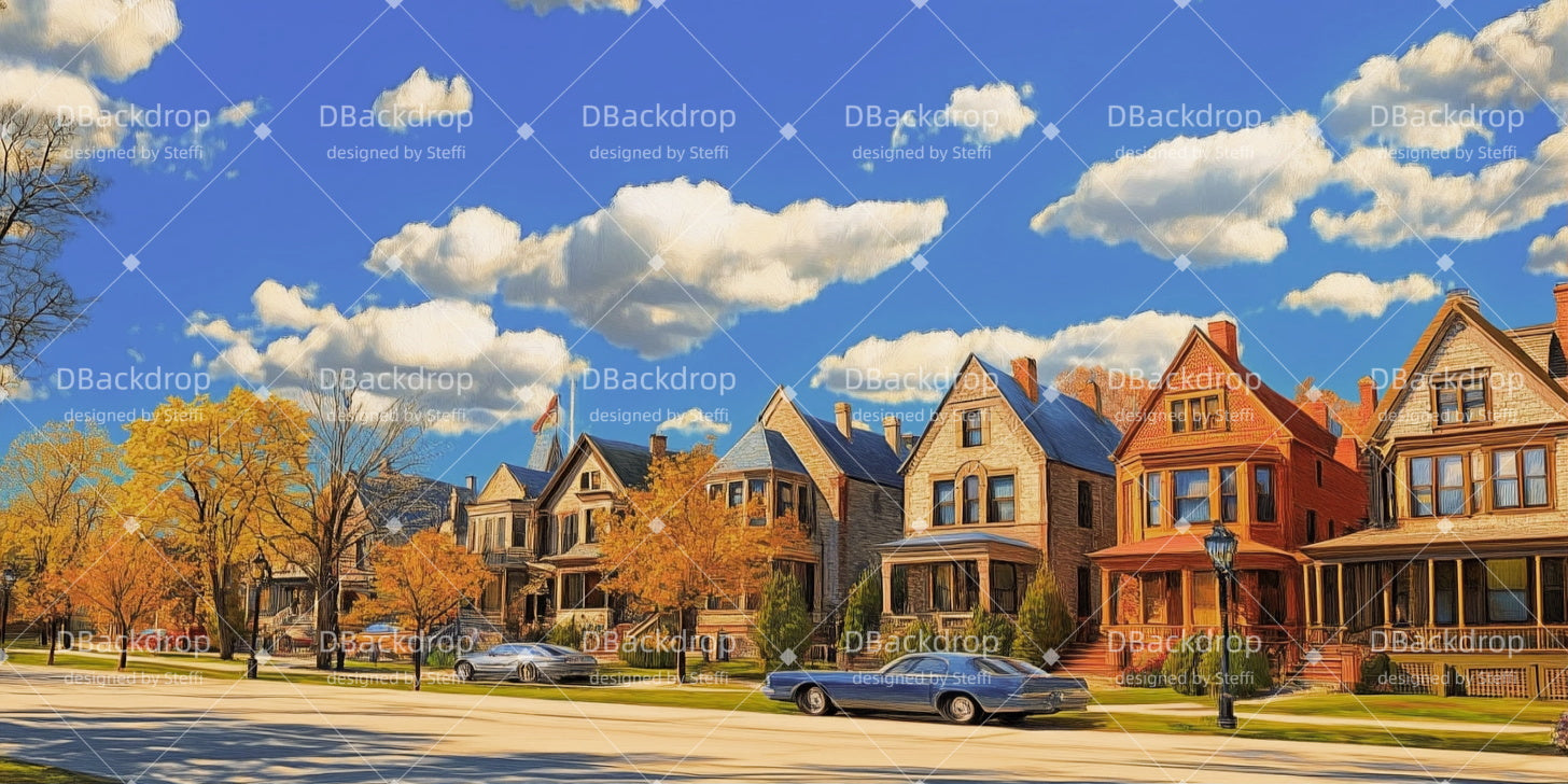 Large Stage Backdrops Daytime City Street Theater Backdrop UK CSH511-T39