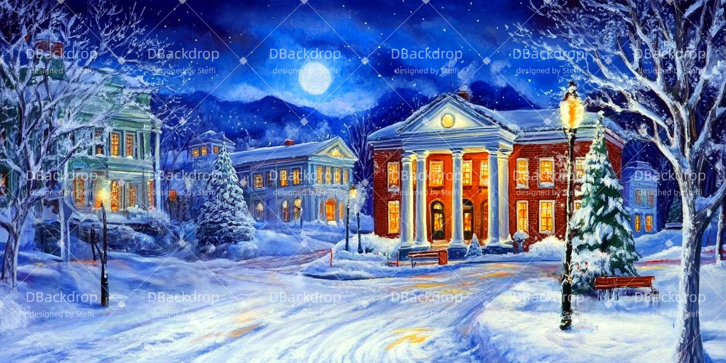 Christmas Stage Backdrops Winter Village Theater Backdrop UK CSH511-T47