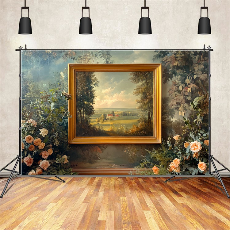 Backdrop Vintage Golden Frame Garden View Backdrop UK CSH57-100
