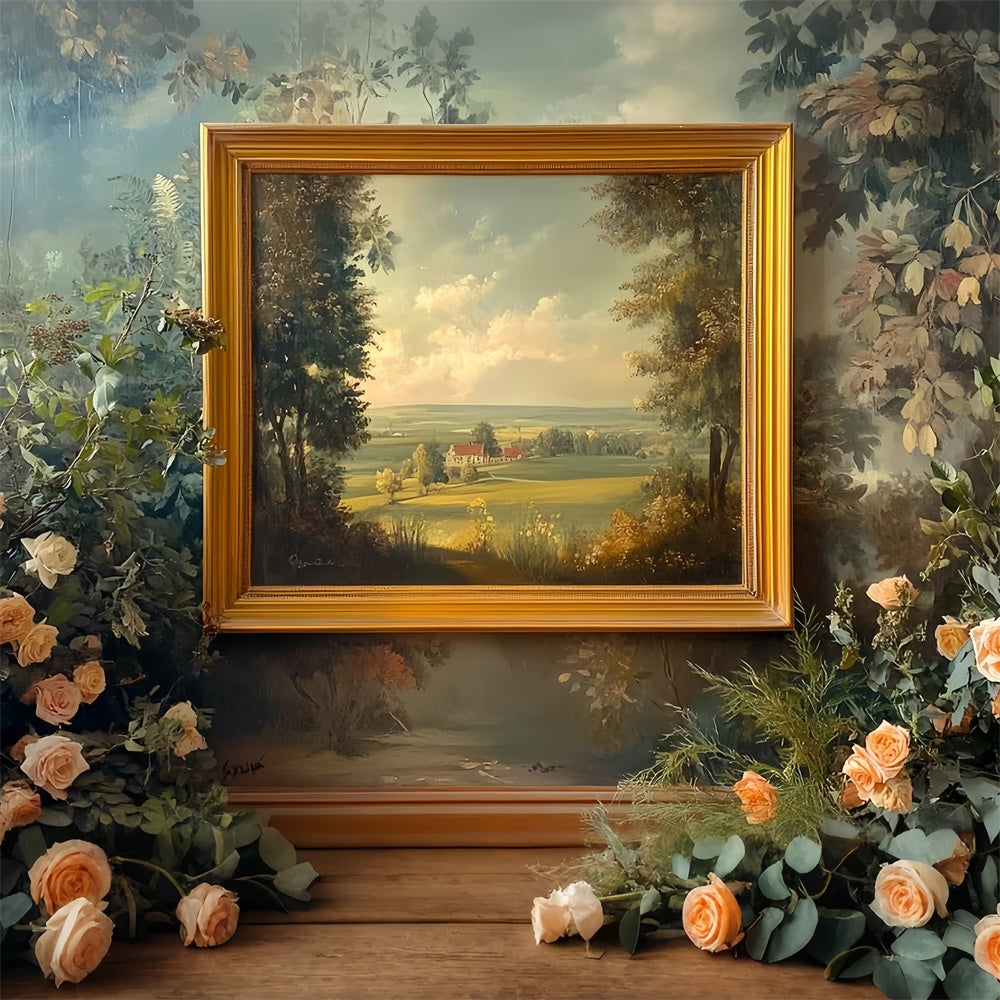 Backdrop Vintage Golden Frame Garden View Backdrop UK CSH57-100