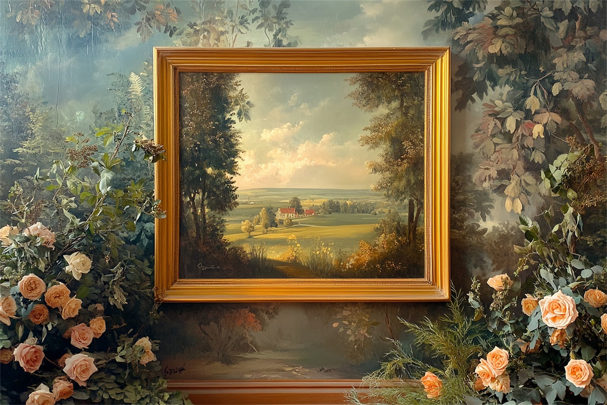 Backdrop Vintage Golden Frame Garden View Backdrop UK CSH57-100