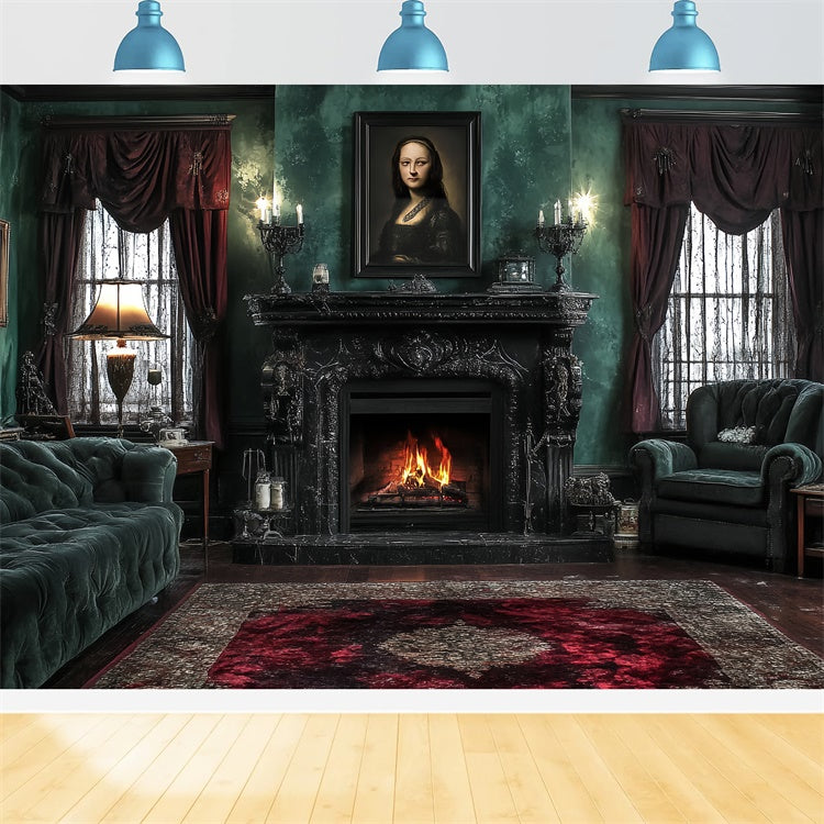 Victorian Backdrops Emerald Fireside Manor Vintage Backdrops UK CSH57-105