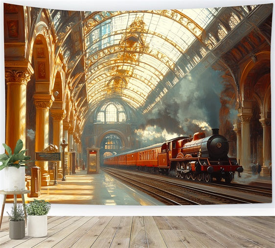 Victorian Backdrop Golden Hour Station Vintage Backdrops UK CSH57-107