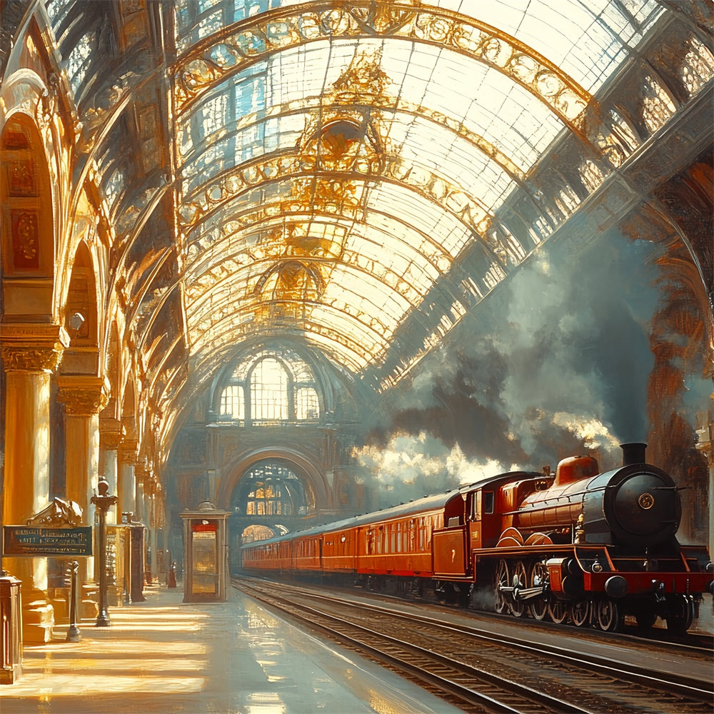 Victorian Backdrop Golden Hour Station Vintage Backdrops UK CSH57-107