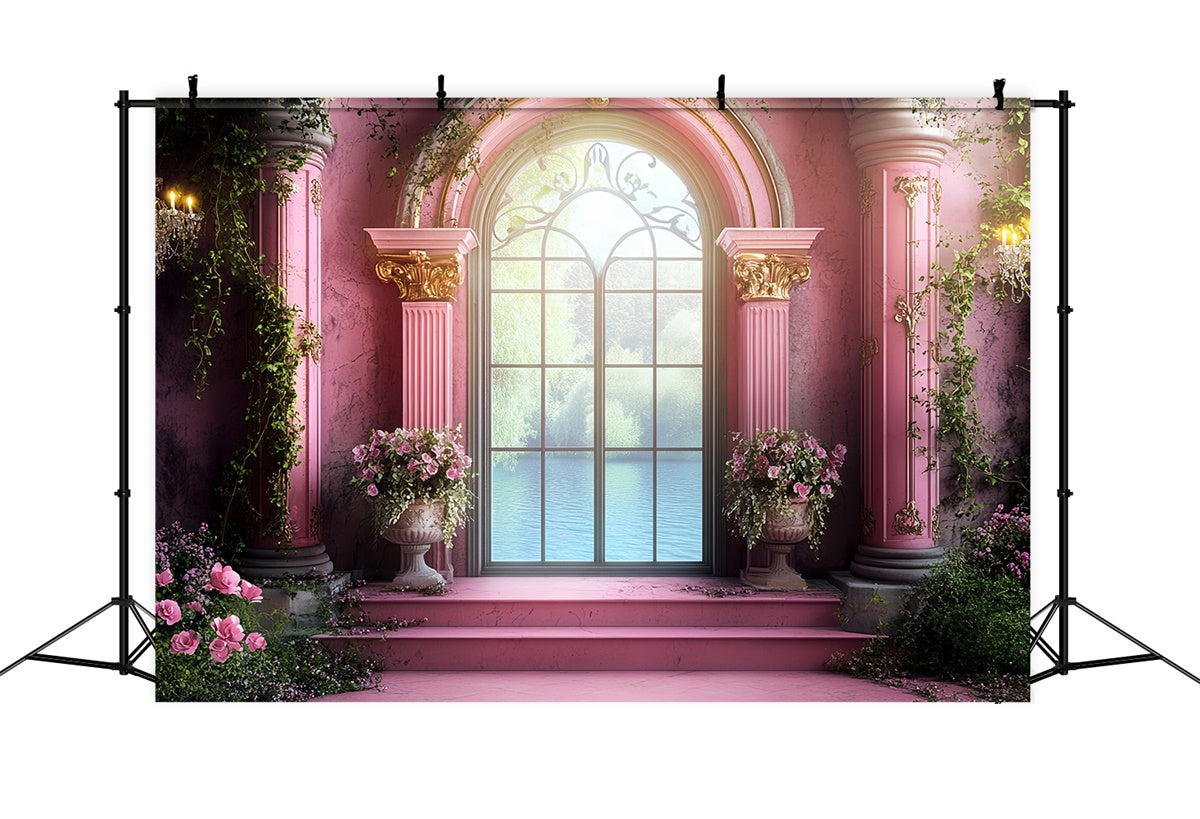 Vintage Photography Backdrop Blush Garden Terrace Backdrop UK CSH57-109