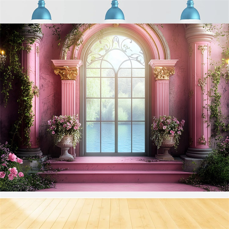 Vintage Photography Backdrop Blush Garden Terrace Backdrop UK CSH57-109