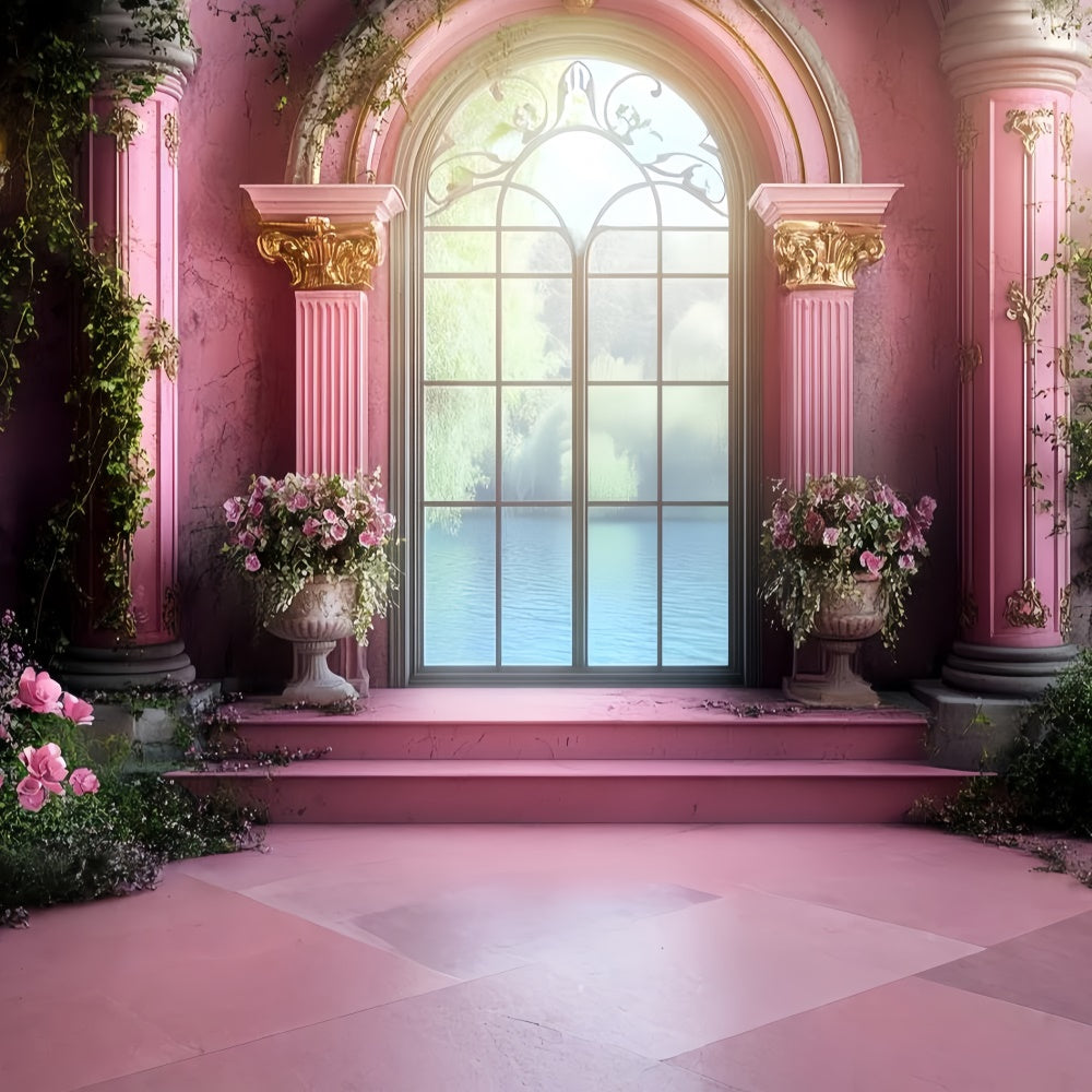 Vintage Photography Backdrop Blush Garden Terrace Backdrop UK CSH57-109