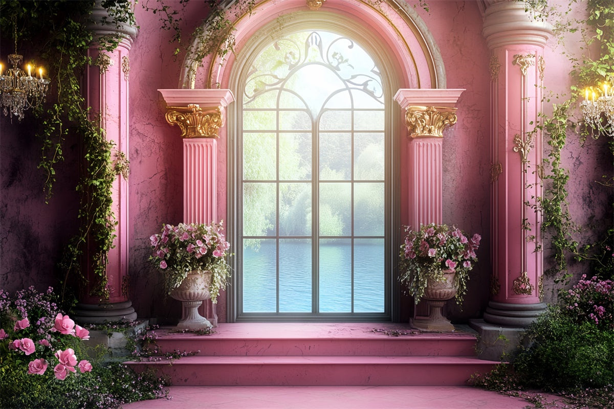Vintage Photography Backdrop Blush Garden Terrace Backdrop UK CSH57-109