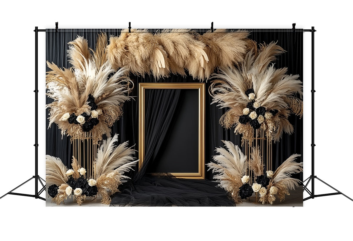 Vintage Backdrop For Photoshoot Dark Bloom Pampas Backdrop UK CSH57-111