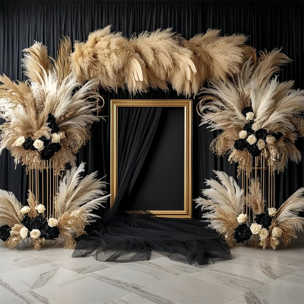 Vintage Backdrop For Photoshoot Dark Bloom Pampas Backdrop UK CSH57-111