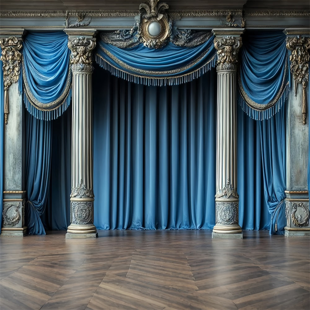 Vintage Photography Backdrop Noble Blue Column Backdrop UK CSH57-112