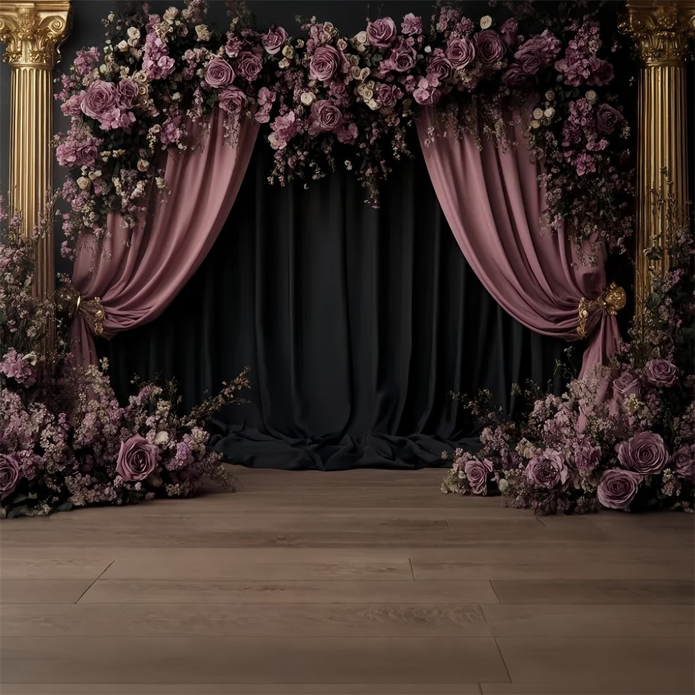 Retro Backdrop Mauve Bloom Arch Vintage Photo Backdrop UK CSH57-114
