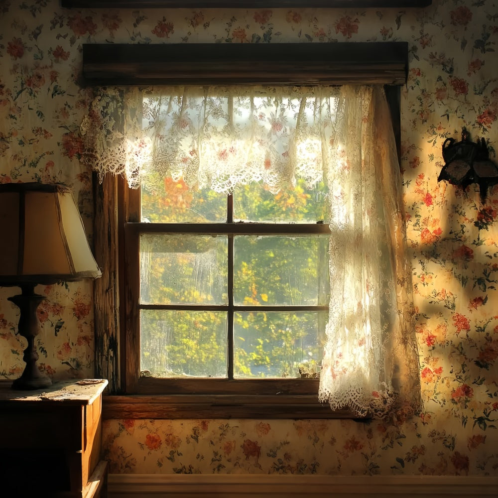 Vintage Studio Backdrop Lace Afternoon Window Backdrop UK CSH57-117