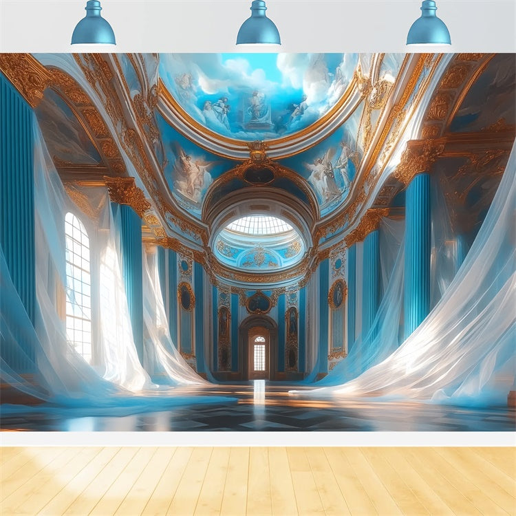 Vintage Photography Backdrops Blue Majesty Chamber Backdrop UK CSH57-121