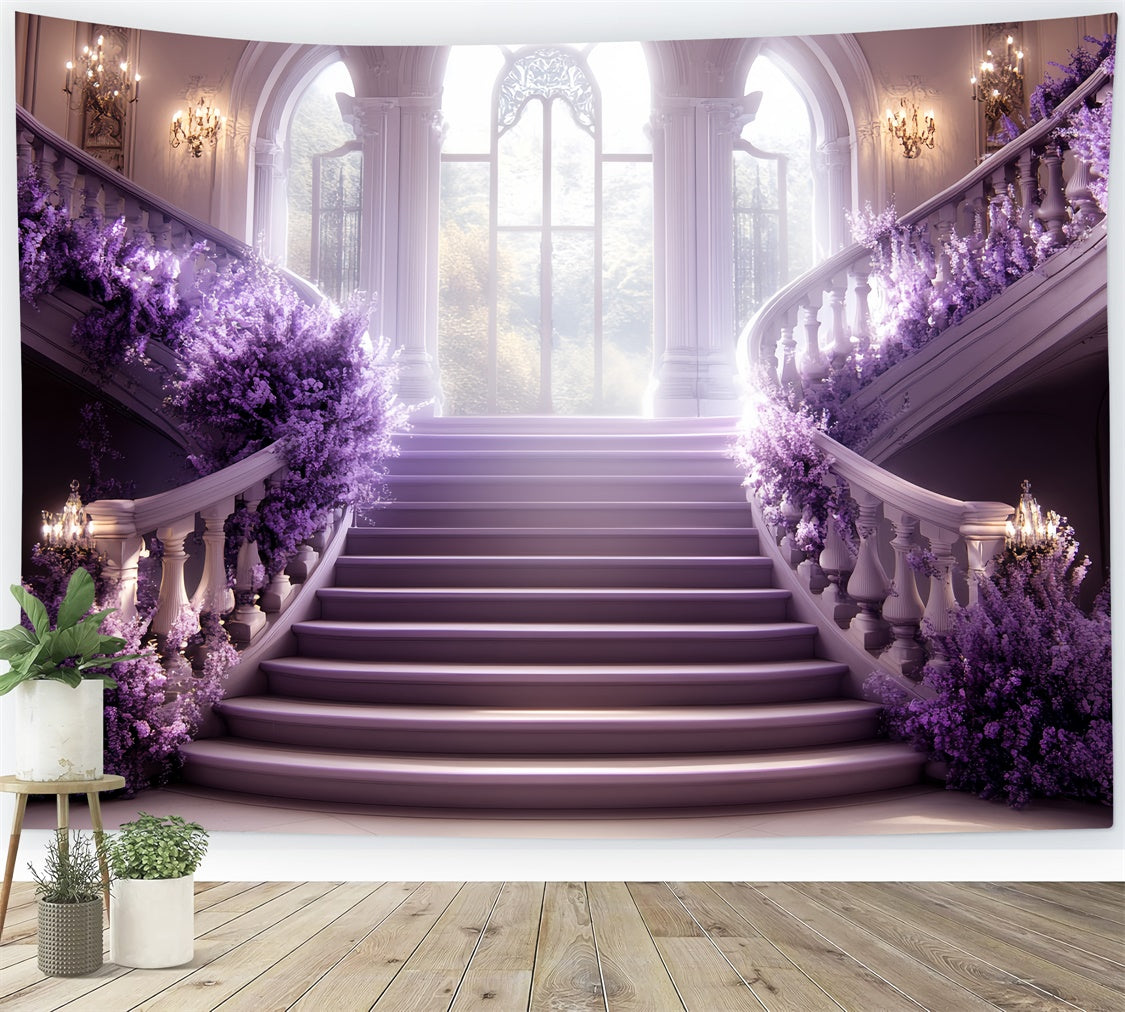 Vintage Backdrops Lavender Staircase Ballroom Backdrop UK CSH57-123
