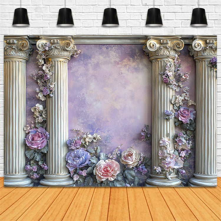 Vintage Wall Backdrop Floral Pillar Victorian Backdrops UK CSH57-126