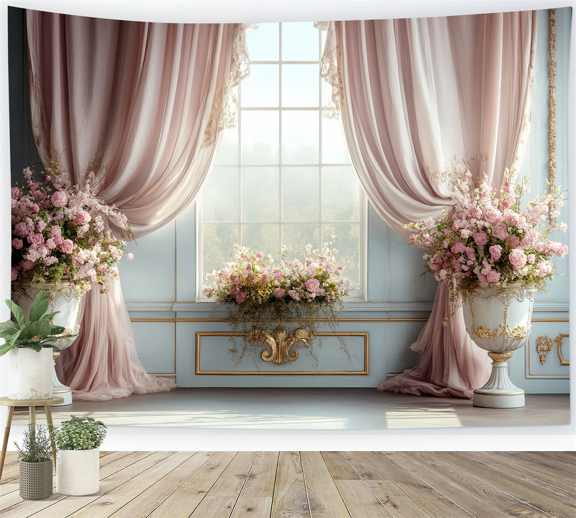 Rococo Backdrop Blush Curtain Window Vintage Photo Backdrop UK CSH57-127