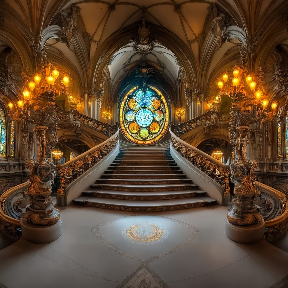 Vintage Backdrops Stained Glass Royal Hall Backdrop UK CSH57-131